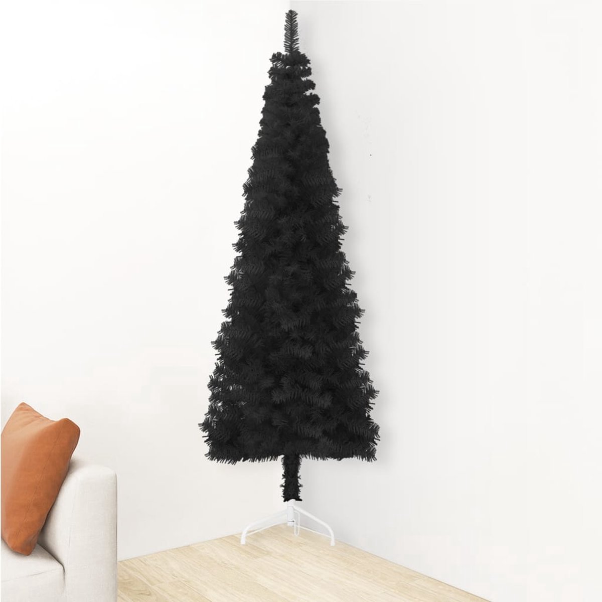 The Living Store Kunstkerstboom Half Smal 210 cm Zwart
