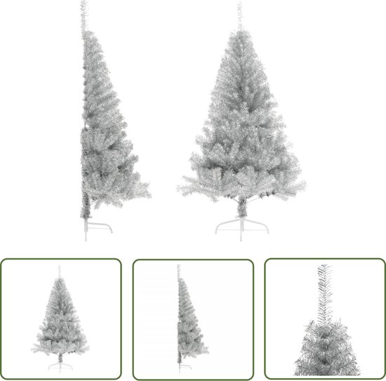 The Living Store Kunstkerstboom Halve 180 cm Zilver