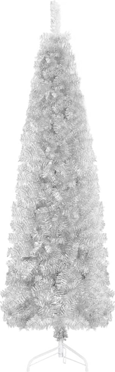 The Living Store Kunstkerstboom Halve Smalle Zilveren 120 cm