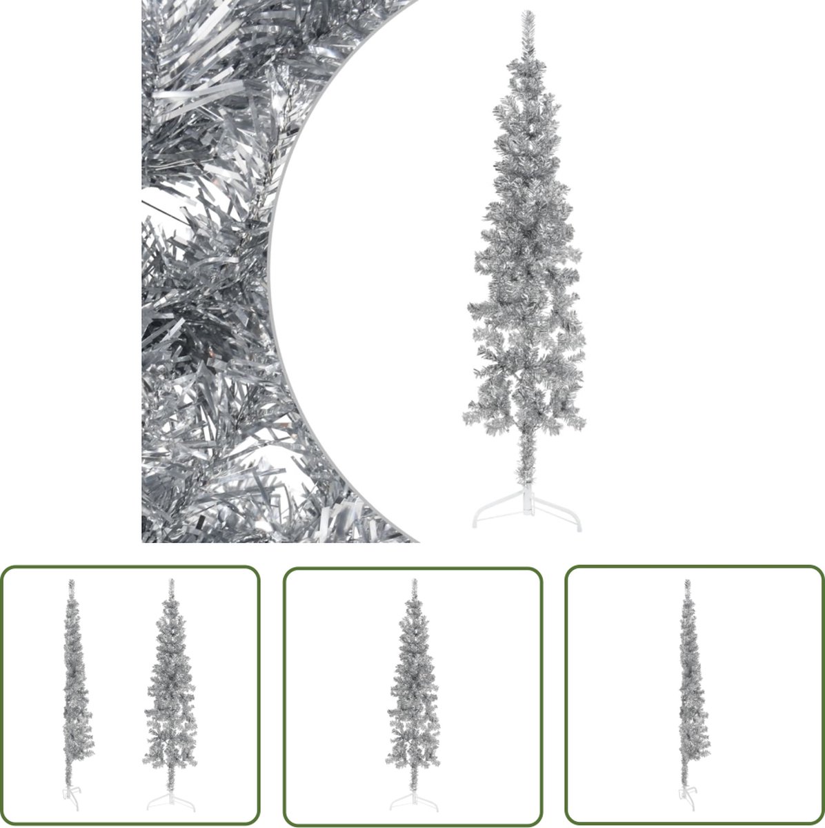 The Living Store Kunstkerstboom Halve Smalle Zilveren 120 cm