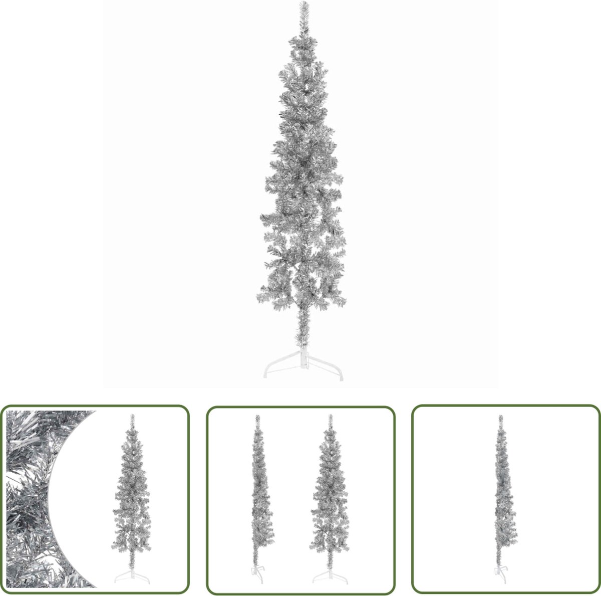 The Living Store Kunstkerstboom Halve Smalle Zilveren 120 cm