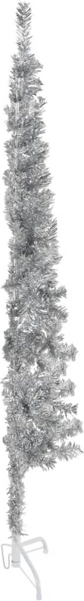 The Living Store Kunstkerstboom Halve Smalle Zilveren 120 cm