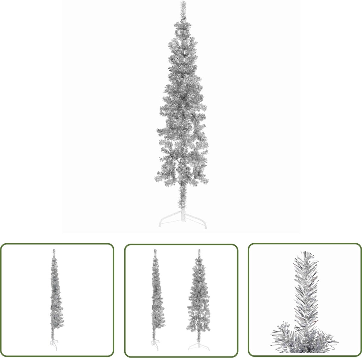 The Living Store Kunstkerstboom Halve Standaard 150 cm Zilverkleurig