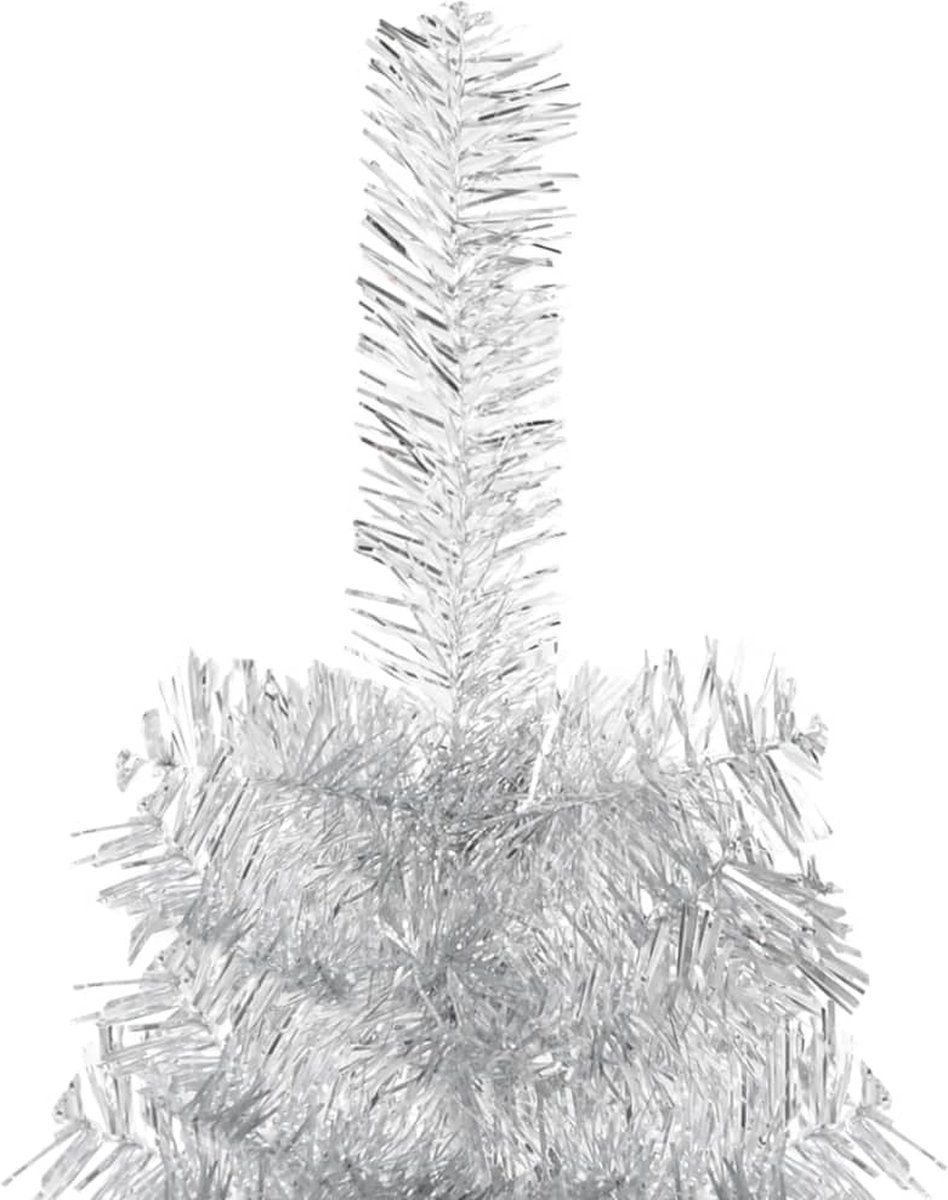 The Living Store Kunstkerstboom Halve Standaard 150 cm Zilverkleurig