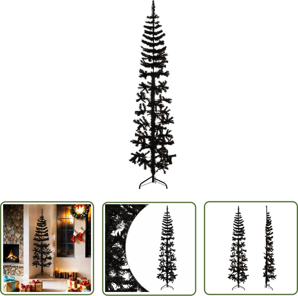 The Living Store Kunstkerstboom Halverend 180 cm Zwart