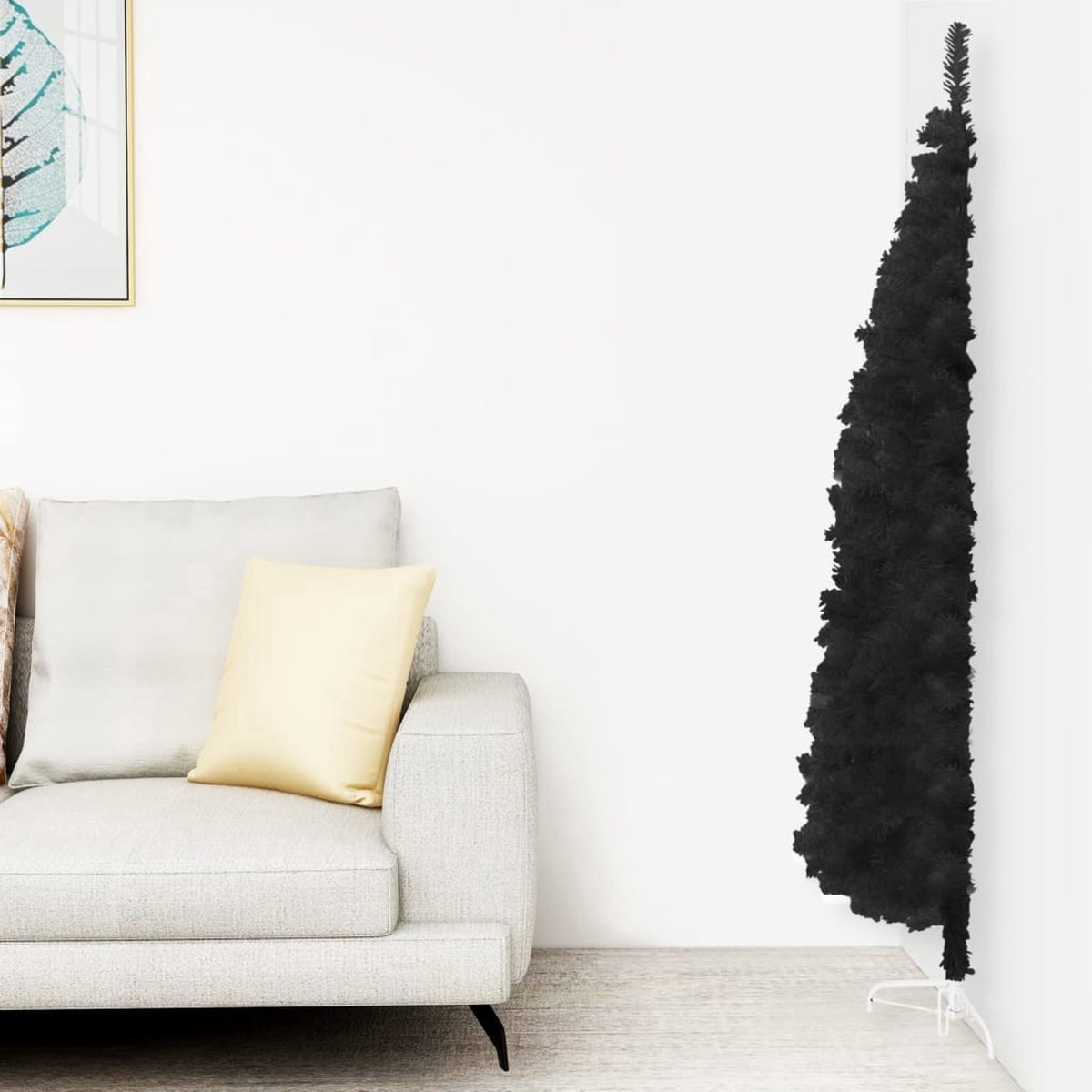 The Living Store Kunstkerstboom Halverend 180 cm Zwart