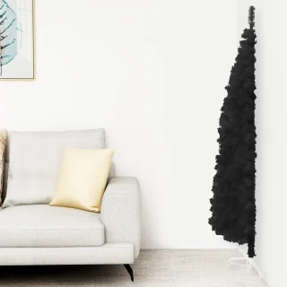 The Living Store Kunstkerstboom Halverend 180 cm Zwart