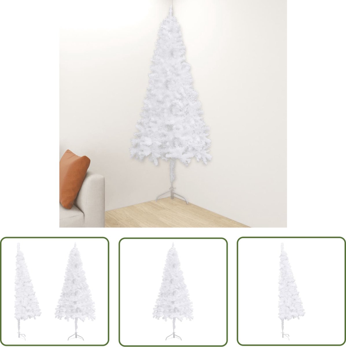 The Living Store Kunstkerstboom hoek 240 cm PVC wit