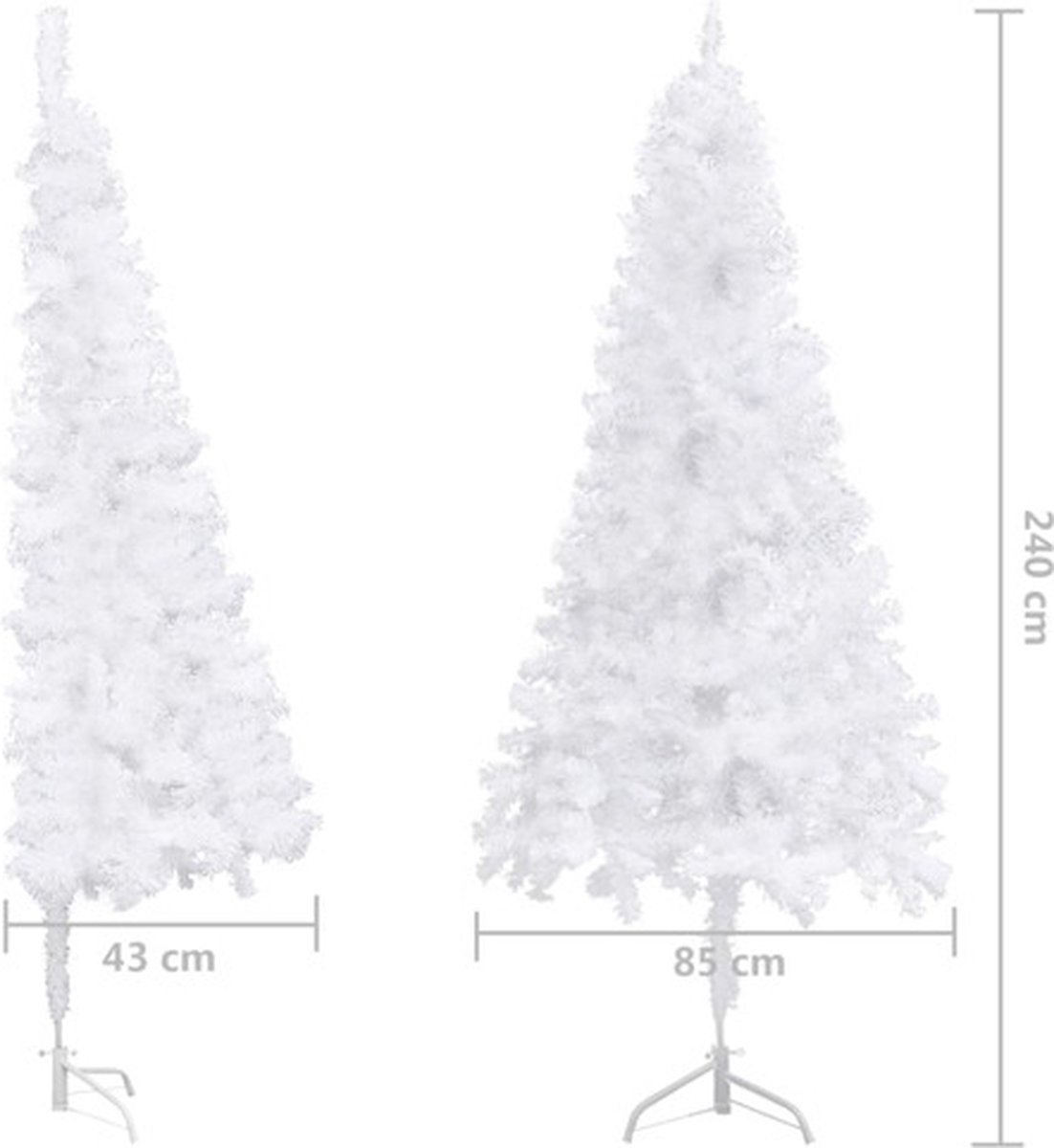 The Living Store Kunstkerstboom hoek 240 cm PVC wit