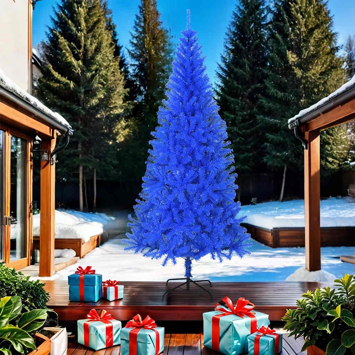 The Living Store Kunstkerstboom PVC 210 cm blauw