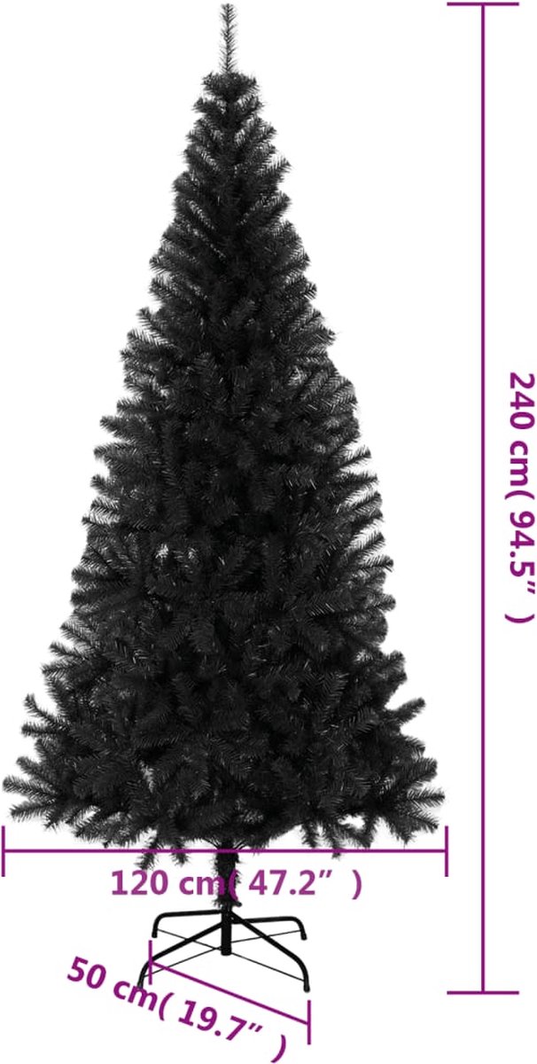 The Living Store Kunstkerstboom PVC 240 cm Zwart