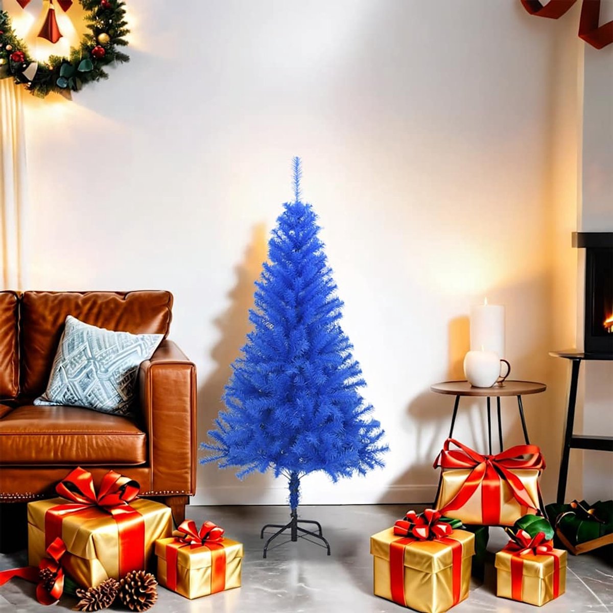 The Living Store Kunstkerstboom PVC blauw 120 cm