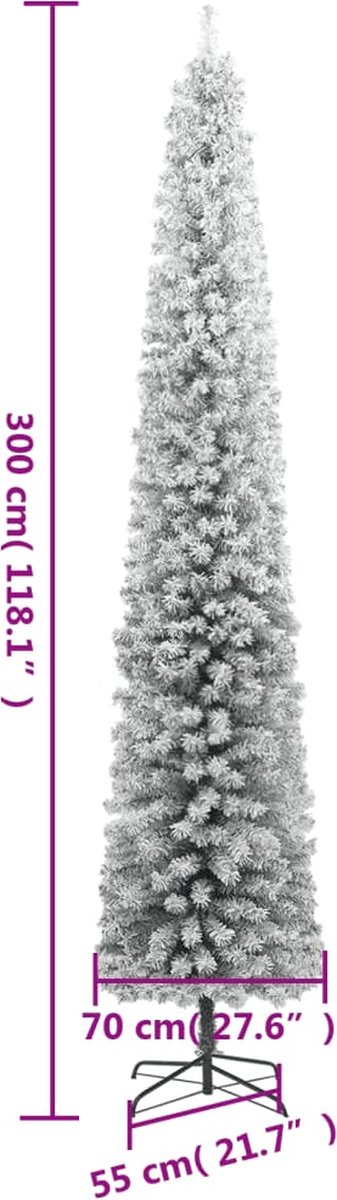 The Living Store Kunstkerstboom Smal 300 cm PVC Sneeuw