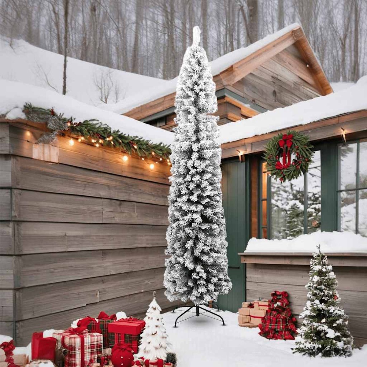 The Living Store Kunstkerstboom Sneeuw 240 cm PVC Groen
