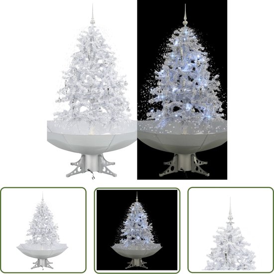 The Living Store Kunstkerstboom Sneeuwend 140 cm Wit met Paraplubasis