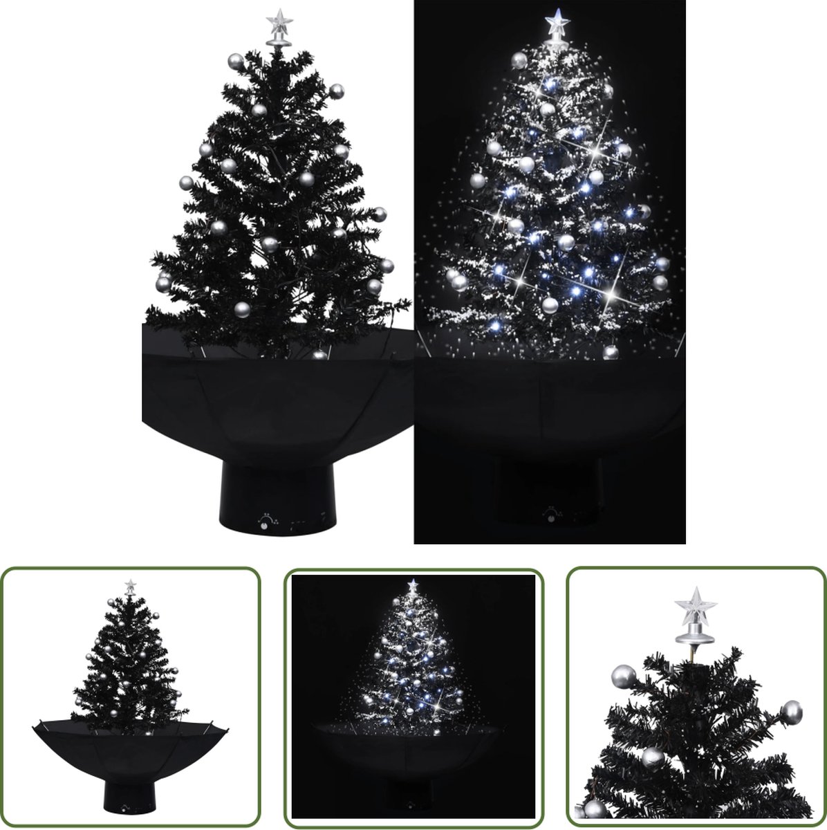 The Living Store Kunstkerstboom sneeuwend 75 cm zwart PVC