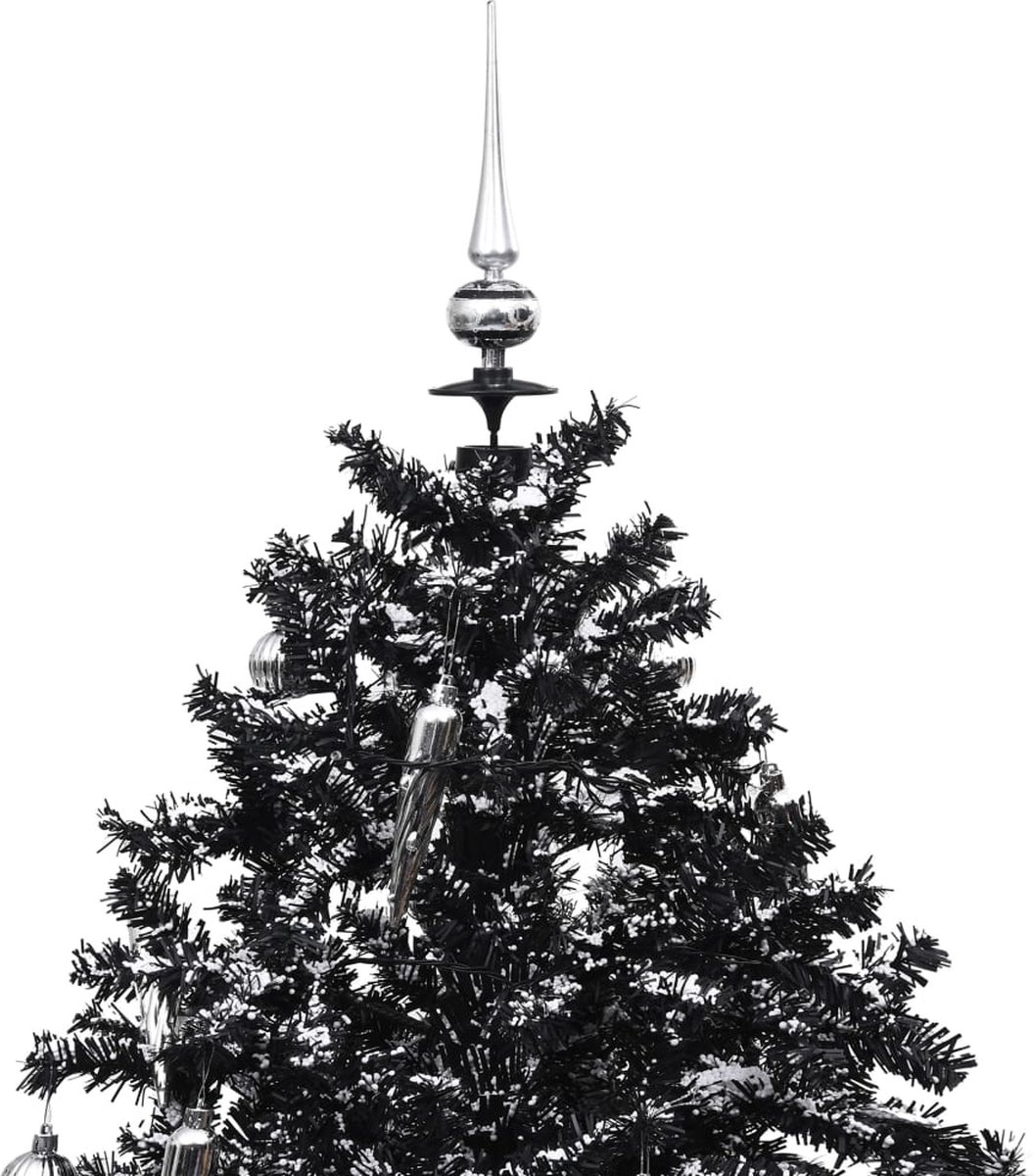 The Living Store Kunstkerstboom sneeuwend PVC 170 cm zwart met paraplubasis