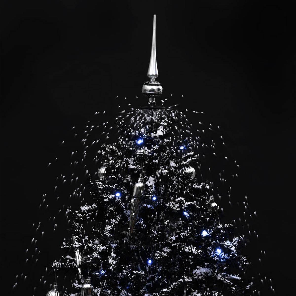 The Living Store Kunstkerstboom sneeuwend PVC 170 cm zwart met paraplubasis