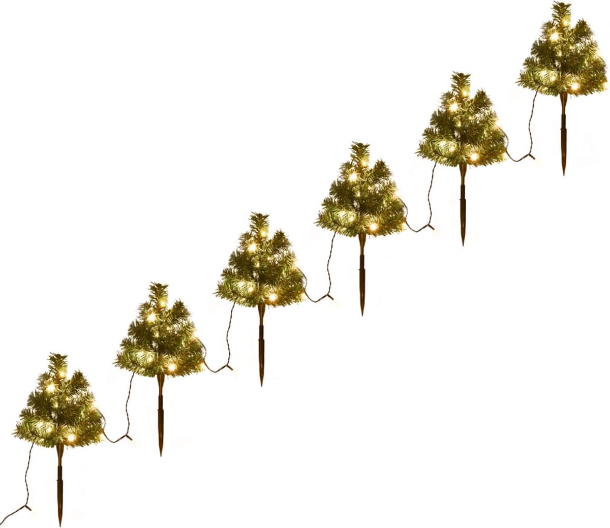 The Living Store Tuinpadbomen Kerstbomen LED 30 cm PVC