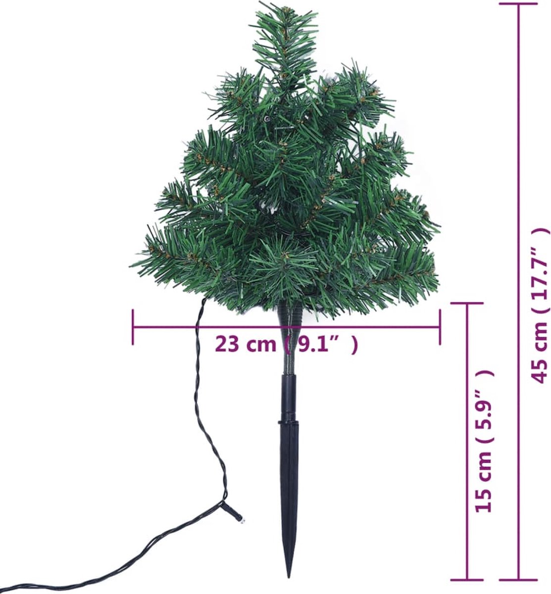 The Living Store Tuinpadbomen Kerstbomen LED 30 cm PVC