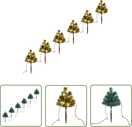 The Living Store Tuinpadbomen Kerstbomen LED 30 cm PVC