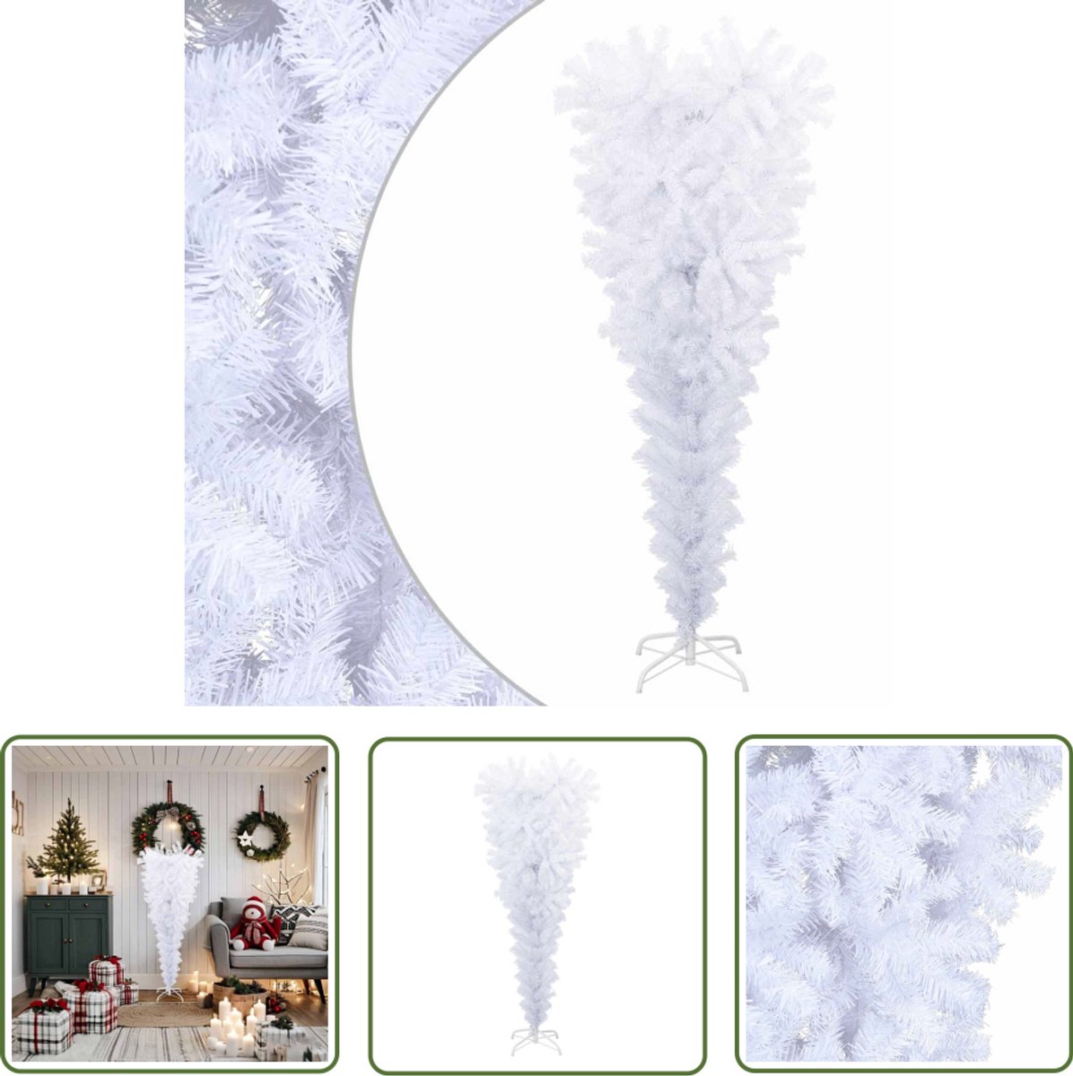 The Living Store Witte Omgekeerde Kunstkerstboom 150 cm