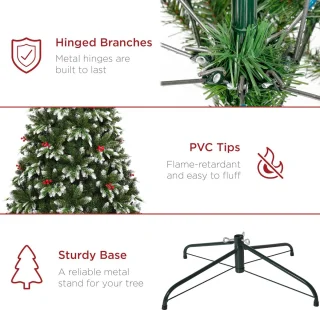 Uten Kerstboom Luxe H150cm Rode Bessen PE+PVC