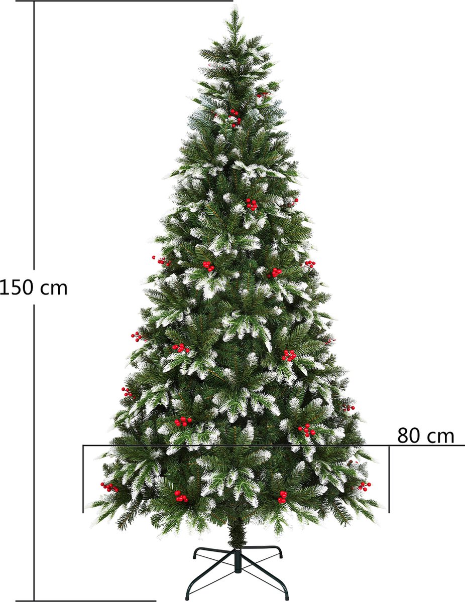 Uten Kerstboom Luxe H150cm Rode Bessen PE+PVC
