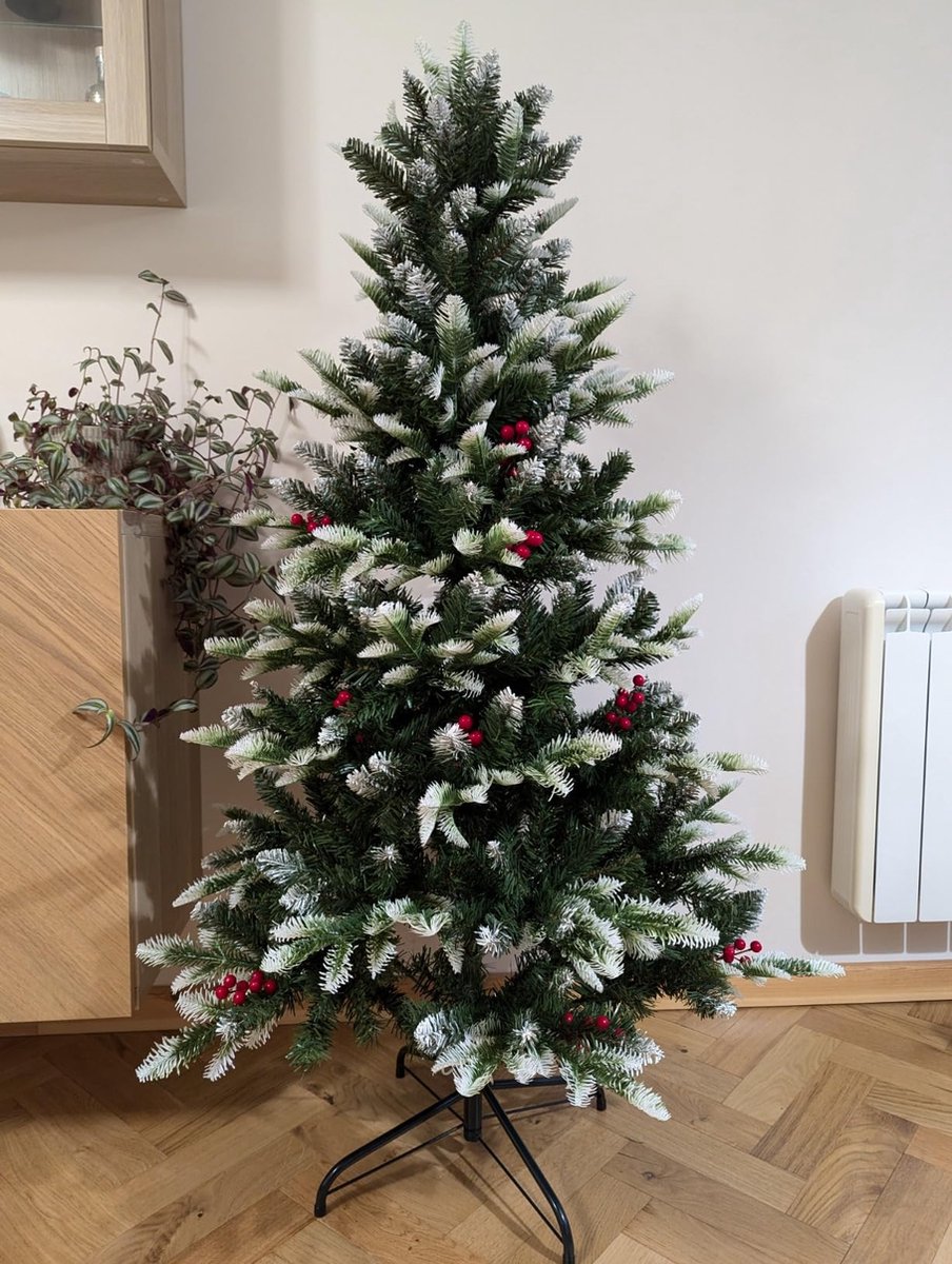 Uten Kerstboom Luxe H150cm Rode Bessen PE+PVC
