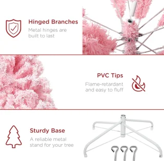 Uten Kunstkerstboom Luxe 210 cm Roze/Wit