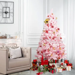 Uten Kunstkerstboom Luxe 210 cm Roze/Wit