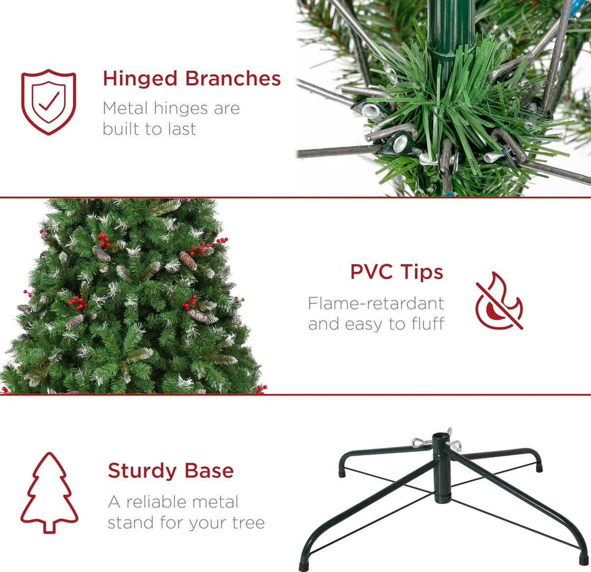 Uten Luxe Kerstboom Dennenappels H150 x Ø80 cm groen