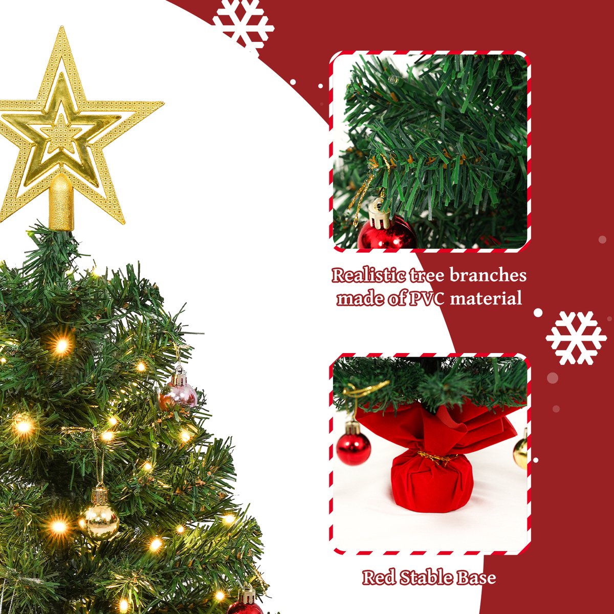 Uten Mini Kerstboom 60 cm met LED verlichting - 2 stuks