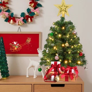 Uten Mini Kerstboom 60 cm met LED verlichting - 2 stuks