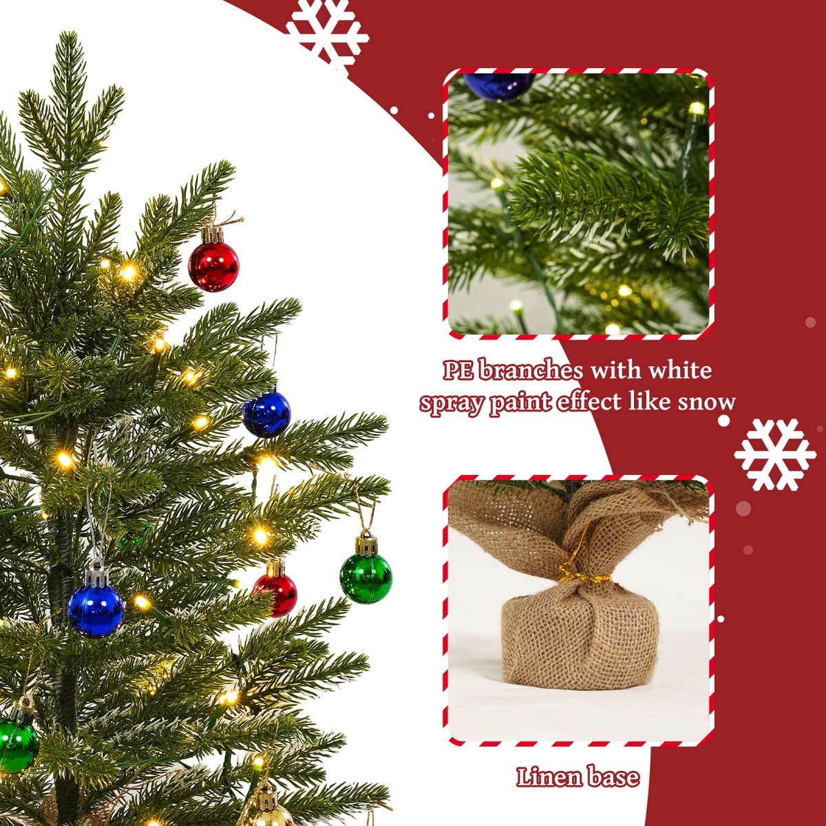 Uten Mini Kerstboom LED 50 Lichten H60xØ38 cm