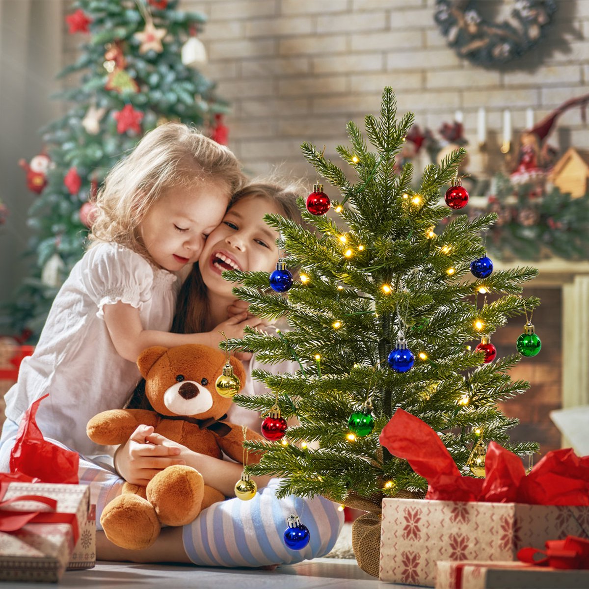 Uten Mini Kerstboom LED 50 Lichten H60xØ38 cm