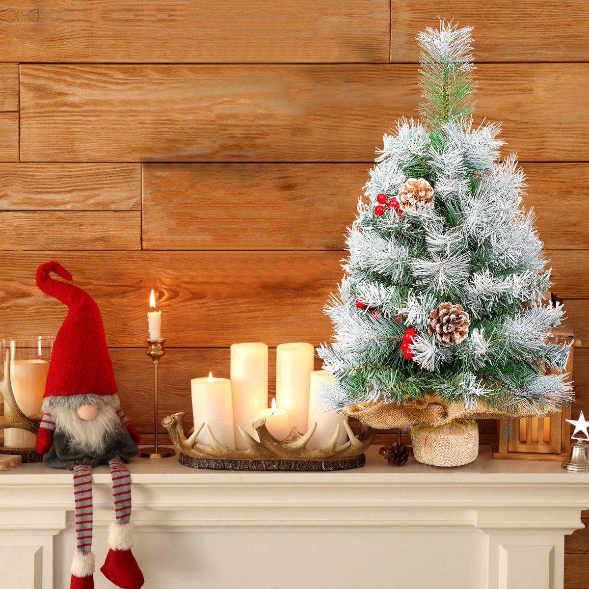 Uten Mini Kerstboom Met Dennenappels H60cm