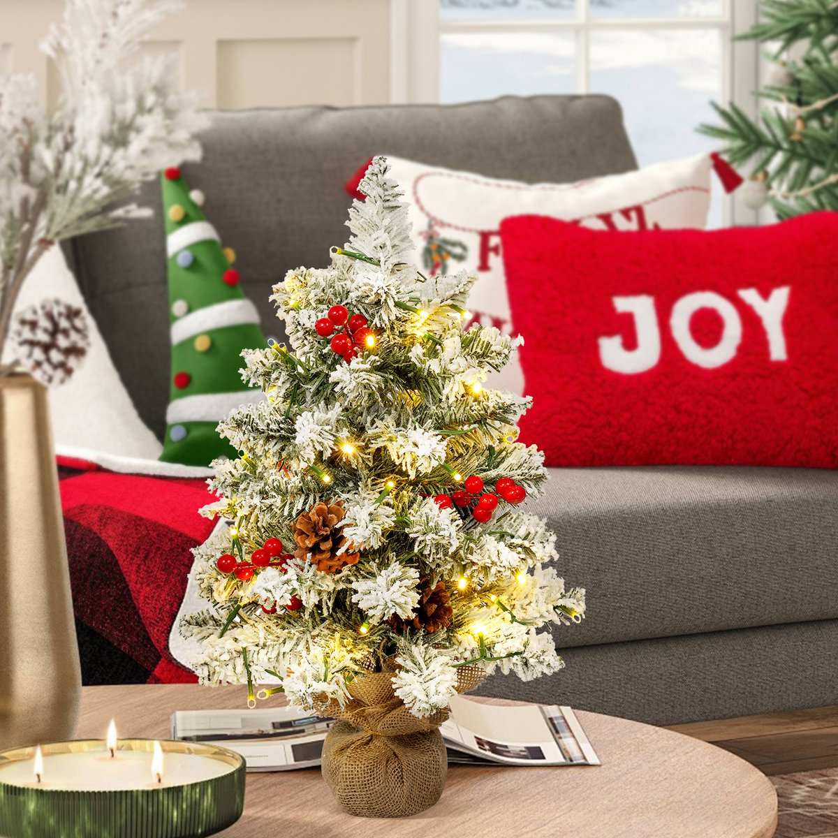 Uten Mini kerstboom met LED verlichting 40 cm