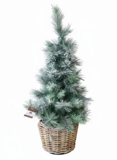 Vancouver Kunstkerstboom H90 cm in rotan mand D27xH20 cm