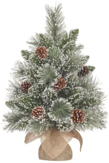 Vandans kerstboom met burlap, groen, frosted tips, 42 h45xd30 cm Black