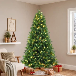 Vankel kunstkerstboom met verlichting 235 cm - Kerststerren