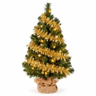 Verlichte kunstkerstboom - 60 cm - goud
