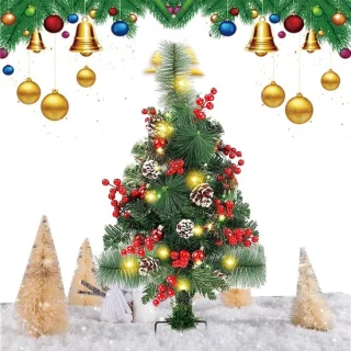 Verlichte kunstkerstboom 60 cm groen