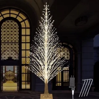 Verlichte kunstmatige berkenboom 210cm met 1000 warm witte LED-lampjes