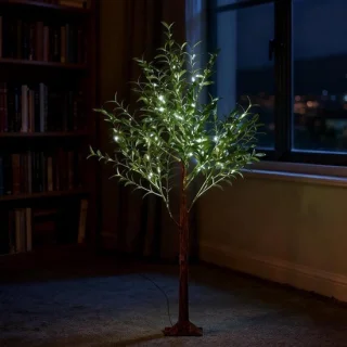 Verlichte kunstolijfboom 120 cm met 180 koudwitte led's