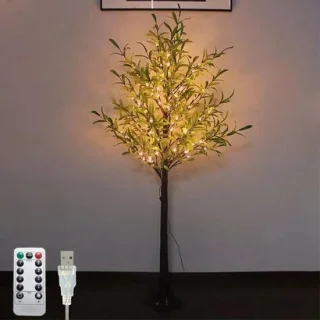 Verlichte kunstolijfboom 180cm met afstandsbediening