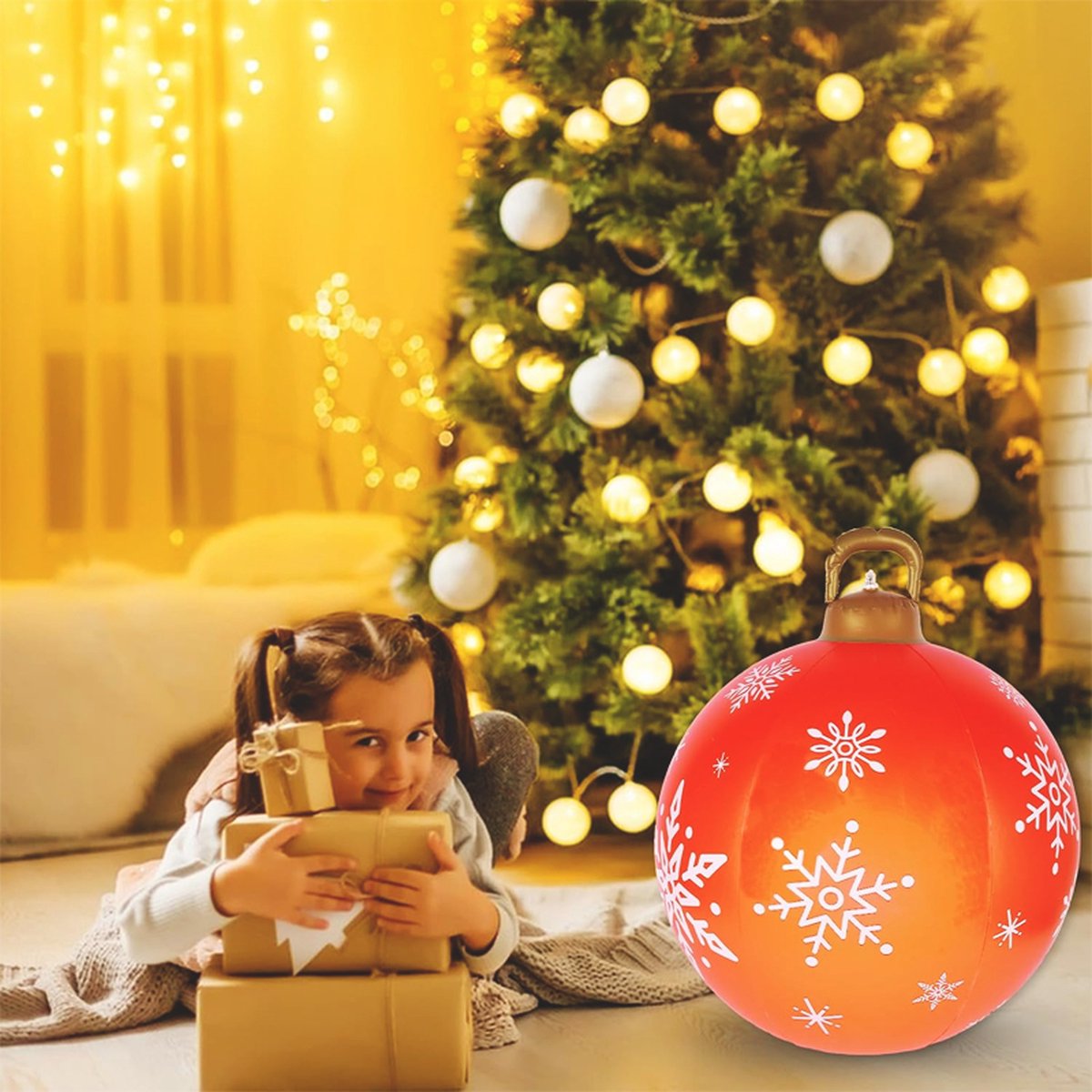 Verlichte Opblaasbare Kerstballen 60 cm Met LED en Afstandsbediening