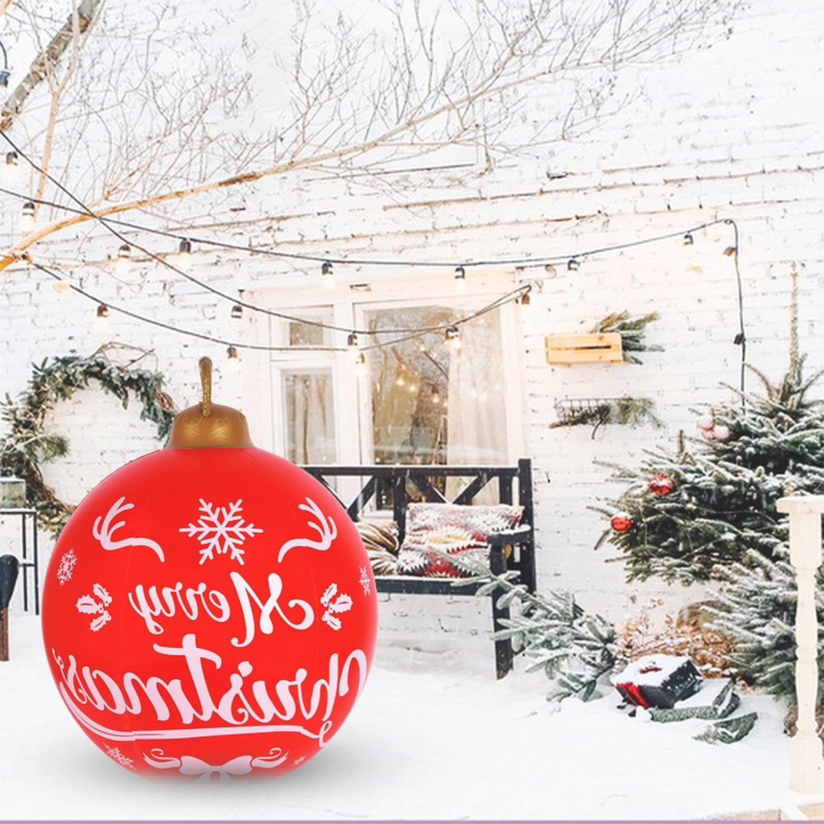Verlichte Opblaasbare Kerstballen 60 cm Met LED en Afstandsbediening