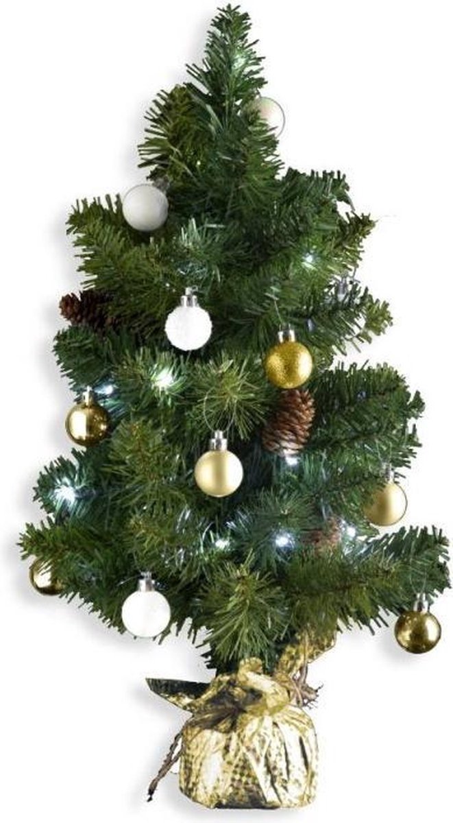 Versie Kunstkerstboom 50cm Inclusief Verlichting en Kerstballen