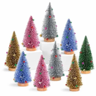 VHV mini kerstbomen met houten basis – 10 cm, 5 kleuren